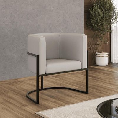 Kit 02 Poltronas Lua Sala Decorativa Base Ferro Gold Corino Bege