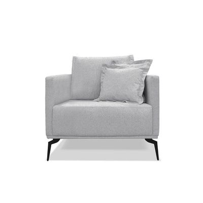 Poltrona Decorativa Livorno Linho Com Pés Em Aço SSX Multicoisas Grigio