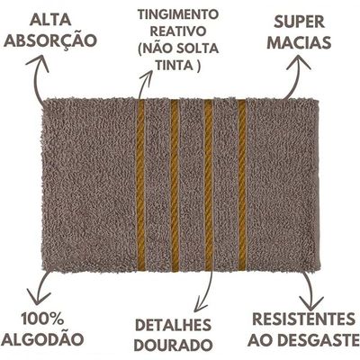 Jogo De Toalhas 6 Pçs 2 Banho 2 Rosto 2 Piso Montreal 100% Algodão Cinza