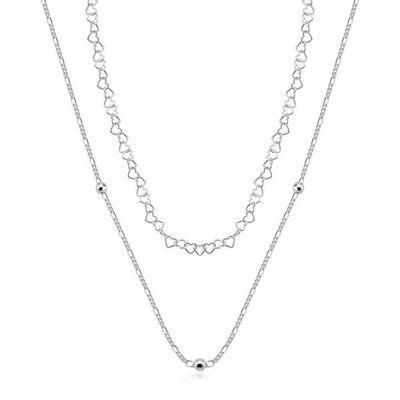 Colar Choker Duplo Bolas 3mm Prata 925