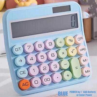 Calculadora Solar Colorida De Mesa 12 Digitos Grande Tela Lcd Botão Mecânico