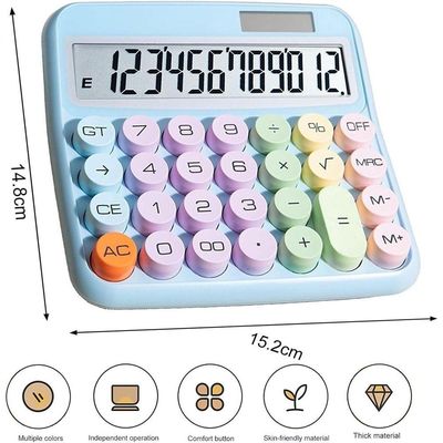 Calculadora Solar Colorida De Mesa 12 Digitos Grande Tela Lcd Botão Mecânico