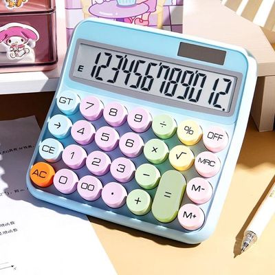 Calculadora Solar Colorida De Mesa 12 Digitos Grande Tela Lcd Botão Mecânico