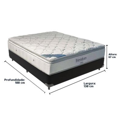 Cama Box Preto E Colchão Freedom Molas Ensacadas Casal Ortobom