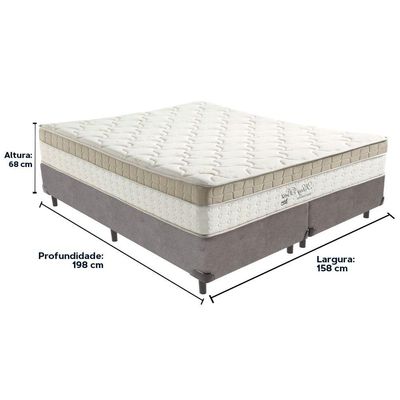 Cama Box Cinza E Colchão King Best Molas Ensacadas Queen 158x198x33 Anjos