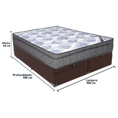Cama Box Baú Marrom E Colchão Iso Superpocket Molas Ensacadas Queen Ortobom