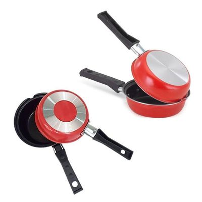 Frigideira Dupla Hamburgueira E Omeleteira Antiaderente 14cm Vermelha