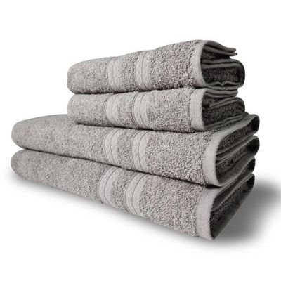Jogo De Toalhas Itália Soft 4 Pçs 2 Banho E 2 Rosto 430g m² 100% Algodão Cinza