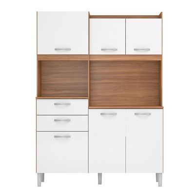 Armário Cozinha Compacta 6 Portas 2 Gavetas 1 Espaço Forno Harmonia Amendola Branco