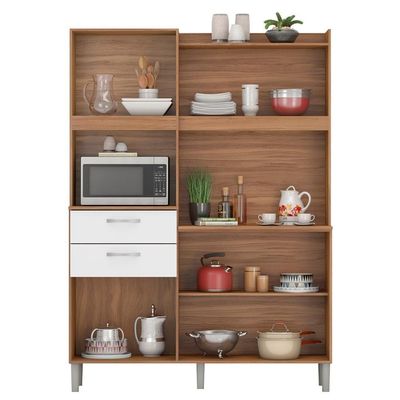 Armário Cozinha Compacta 6 Portas 2 Gavetas 1 Espaço Forno Harmonia Amendola Branco