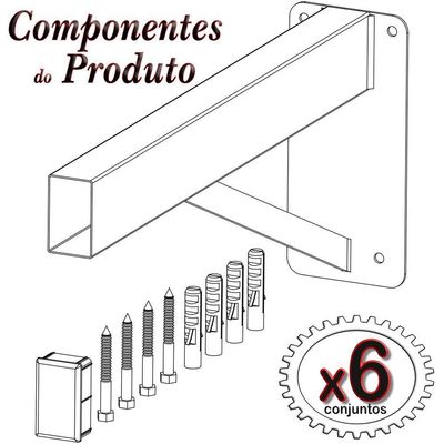 6 Suportes Pia Parafusar Bancada Aparador 30 Cm Branco