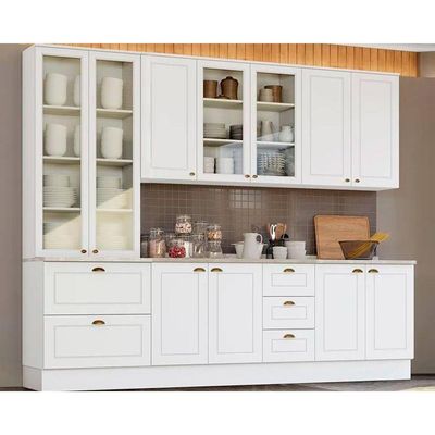 Cozinha 7 Peças (2 Armários + 1 Paneleiro + 2 Balcões + 2 Complementos) C5p44 Branco