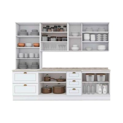 Cozinha 7 Peças (2 Armários + 1 Paneleiro + 2 Balcões + 2 Complementos) C5p44 Branco