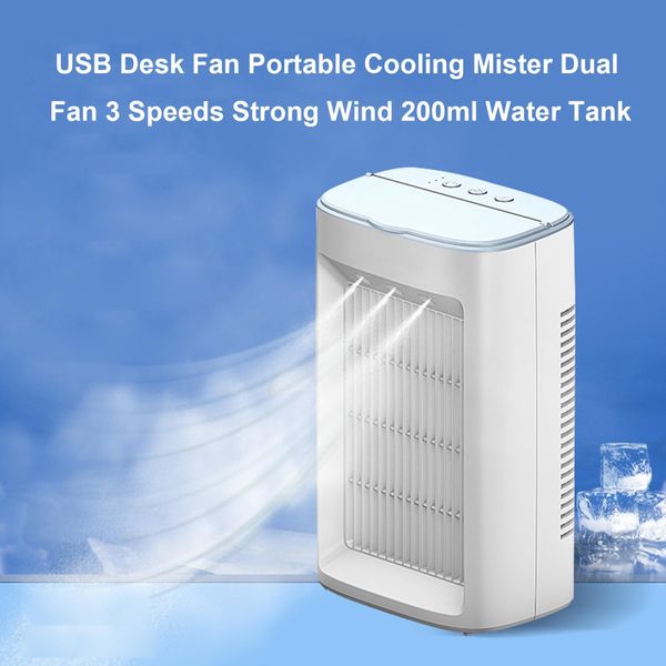 Ventilador de Mesa USB Portátil Ar Condicionado Ventilador de Resfriamento Água Branco