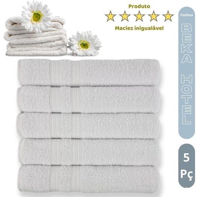 5 Toalhas De Banho Para Hoteis Super Grossa Felpuda E Macias 100% Algodão Beka Luxo Branco