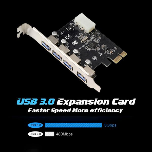 Placa de Expansão para 4 Portas USB3.0 PCI Express Preto