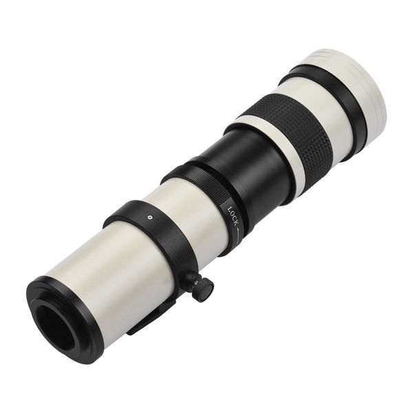 Lente Zoom Super Telefoto MF F/8.3-16 420-800mm T Mount com Anel Adaptador Universal 1/4 Preto