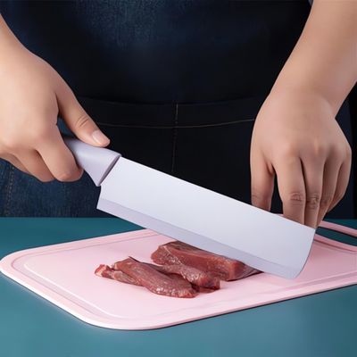 Set de Facas de Cozinha 6 Peças em Aço Inox com Cabos Coloridos, Tesoura e Descascador Inclusos