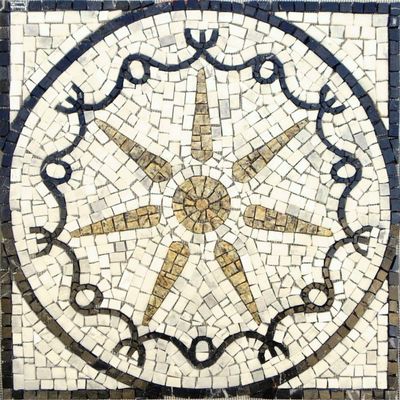 Piso Em Mosaico Romano Estrela E Proteção Em 7 Pontas Tamanho 70cm