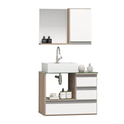 Conjunto Gabinete Polo 60cm Madeirado Branco