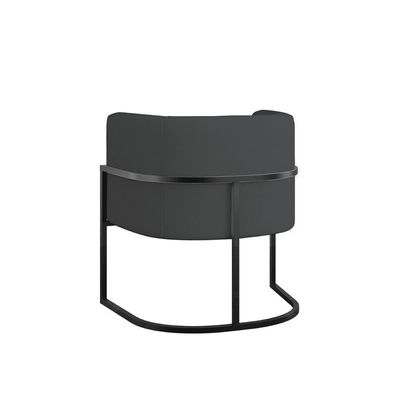 Kit 06 Poltronas Lua Sala Decorativa Base Ferro Black Corino Cinza