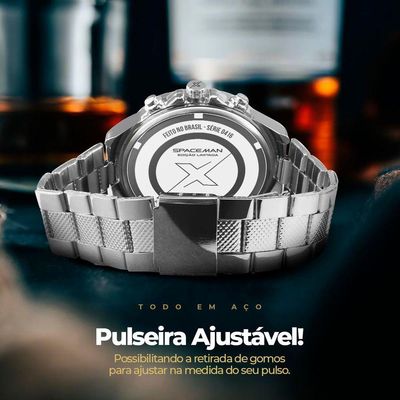 Relogio Masculino Aço Inoxidável Prata Caixa Premium