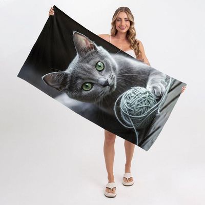 Toalha De Praia - Gato E Bola De Lã