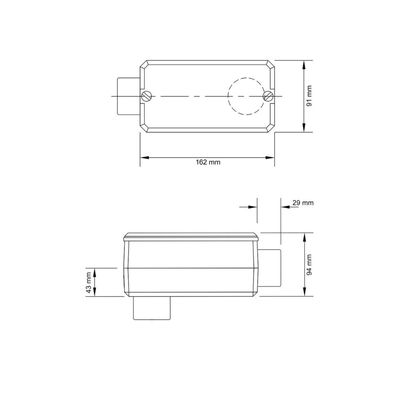 Condulete fixo 2" tipo "LB" - com tampa / sem rosca / sem pintura