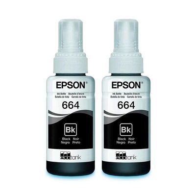 Kit Tinta Epson Original T664 664 2 Pretos L395 L380 L375 L220 L455 - Refil