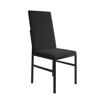 Conjunto De Jantar Mesa Mônaco Premium 90cm Imbuia Com 4 Cadeiras Estofadas Pretas Preto