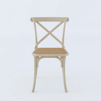 Cadeira Jantar Cross Katrina Off White Assento Corano Bege Aço Branco