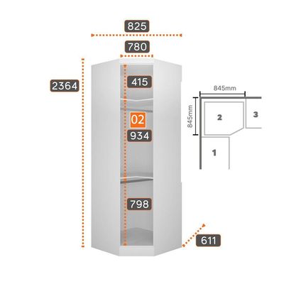 Closet Modulado Safira 001 Clic Moveis Branco