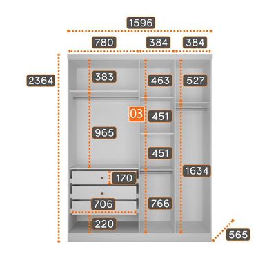 Closet Modulado Safira 001 Clic Moveis Branco