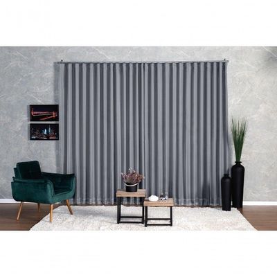 Cortina Microfibra Com Voil 6,00x2,30 Para Trilho Suíço cinza