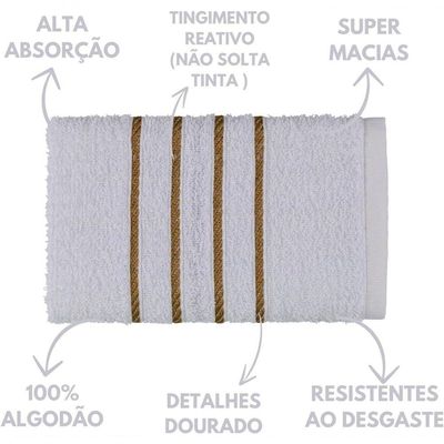 Jogo De Toalhas 6 Pçs 2 Banho 2 Rosto 2 Piso Montreal 100% Algodão Branco