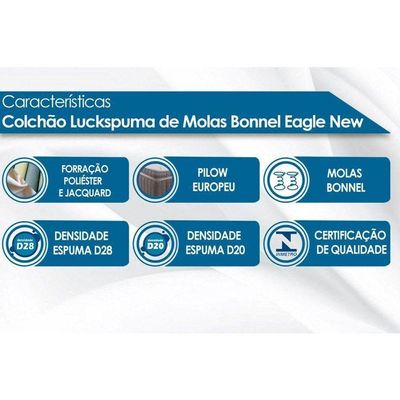 Colchão Solteiro Molas Bonnel Eagle New Euro Pillow (88x188x22) Luckspuma
