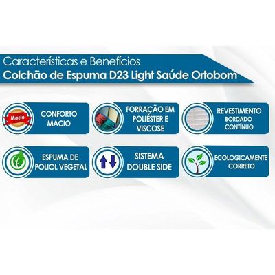 Colchão Solteiro Espuma D23 Light Saúde (88x188x14) Ortobom