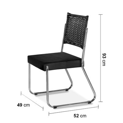 Mesa de Jantar Claudia com Tampo Kanon 6 Cadeiras Aço Nobre Preto