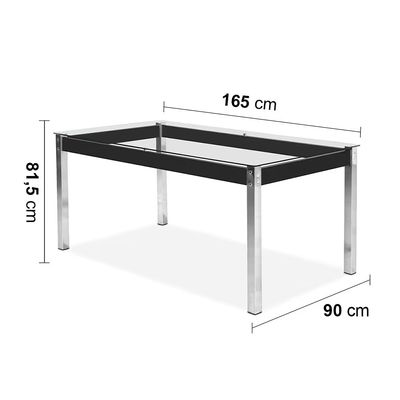 Mesa de Jantar Claudia com Tampo Kanon 6 Cadeiras Aço Nobre Preto