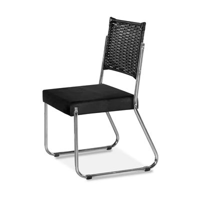 Mesa de Jantar Claudia com Tampo Kanon 6 Cadeiras Aço Nobre Preto