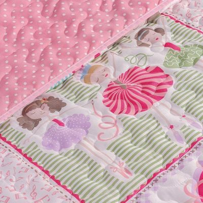 Colcha Cobre Leito Bouti Dupla Face Solteiro Infantil Kids 2 Peças - Ballet