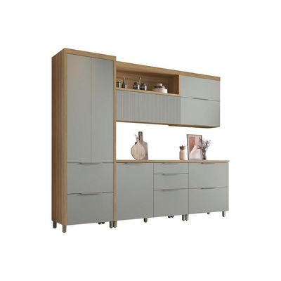 Cozinha Completa Marquesa 5 Peças (2 Aéreos + 1 Paneleiro + 2 Balcões) C6p40 Nature-verde - Nesher