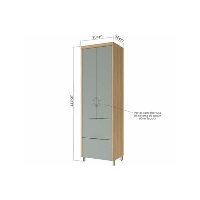 Armário Multiuso Lavanderia Marquesa C/ 2 Portas E 2 Gavetas 70cm Nature/verde - Nesher