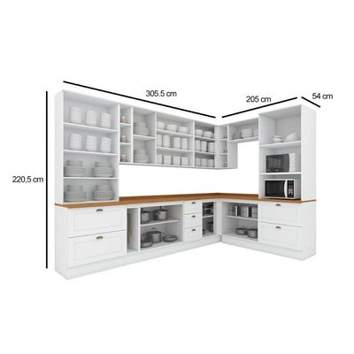 Cozinha 14 Peças (4 Armários + 2 Paneleiros + 4 Balcões + 4 Complementos) C5p58 Branco