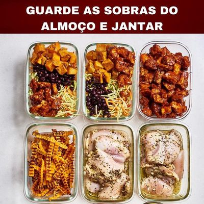 Vasilha De Vidro Hermética Com Tampa 1040ml Mantimentos Para Microondas Freezer Congelador Geladeira Comida Pote