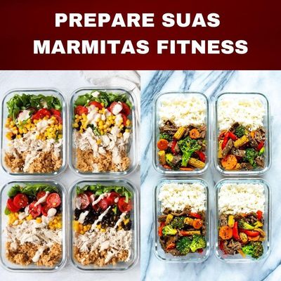 Pote De Vidro Hermético Marmita Com Tampa 1040ml Mantimentos Para Microondas Freezer Congelador Geladeira Guarda Comida