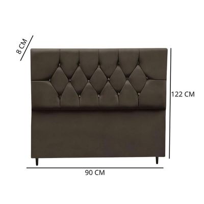 Cabeceira Cama Box Solteiro 90 Cm Geovana Suede marrom