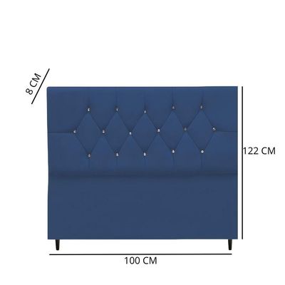 Cabeceira Estofada Cama Box Solteirão 100 Cm Suede Nina azul Marinho