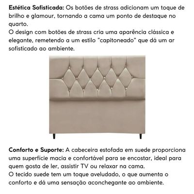Cabeceira Cama Box Estofada Queen 160 Cm Geovana Suede Cor:bege