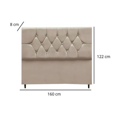 Cabeceira Cama Box Estofada Queen 160 Cm Geovana Suede Cor:bege